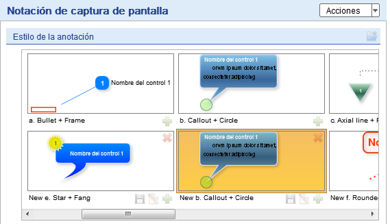 2. Lista de estilos de anotación