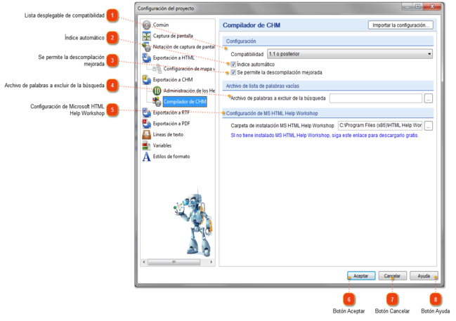 Configuración del compilador de CHM