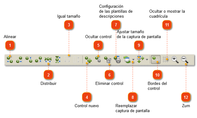 Barra de herramientas del diseñador de descripciones