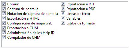 2. Lista de ajustes