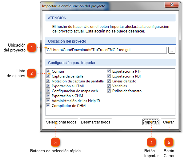 Importación de la configuración del proyecto