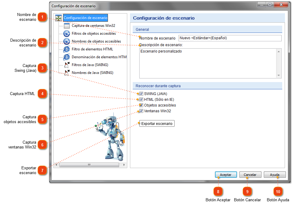 Configuración del escenario