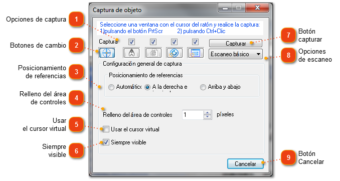 Configuración de la captura de objetos