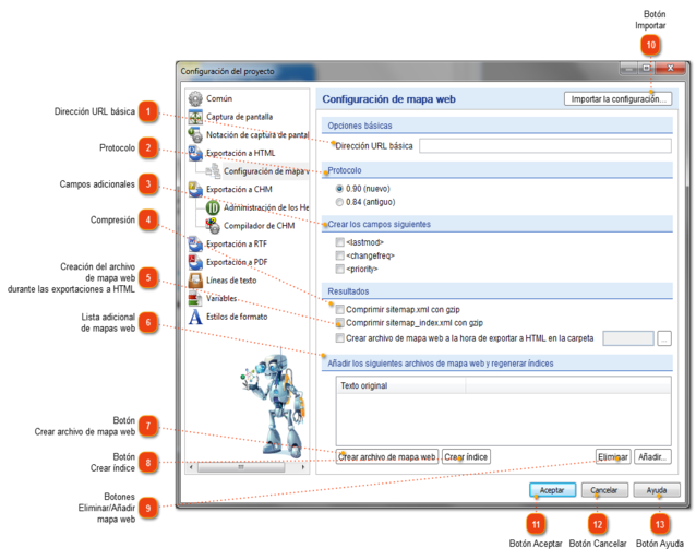 Opciones de mapa web