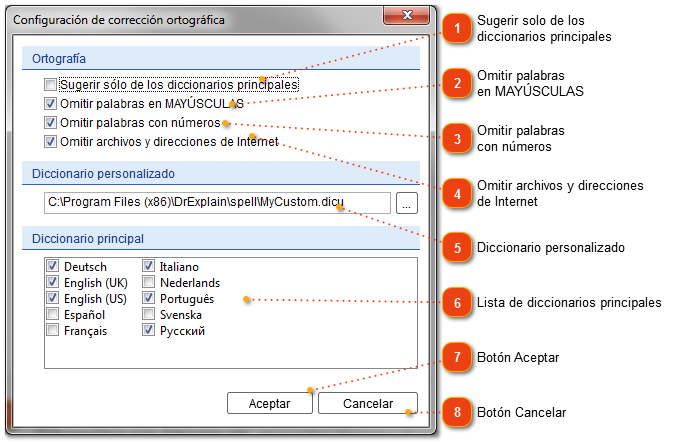 Configuración de la corrección ortográfica