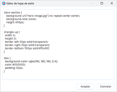 Definición de estilo en las páginas de documentación con CSS