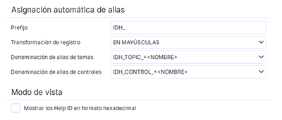 Asignación automática de identificadores Help ID a las secciones