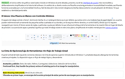 Soporte de imágenes, elementos especiales, enlaces, fuentes