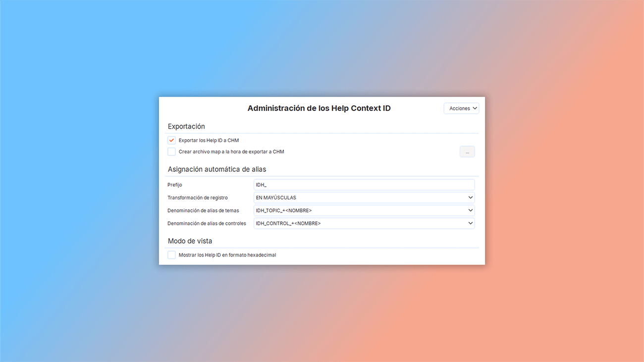 asignación automática de ID de contexto de ayuda a los temas