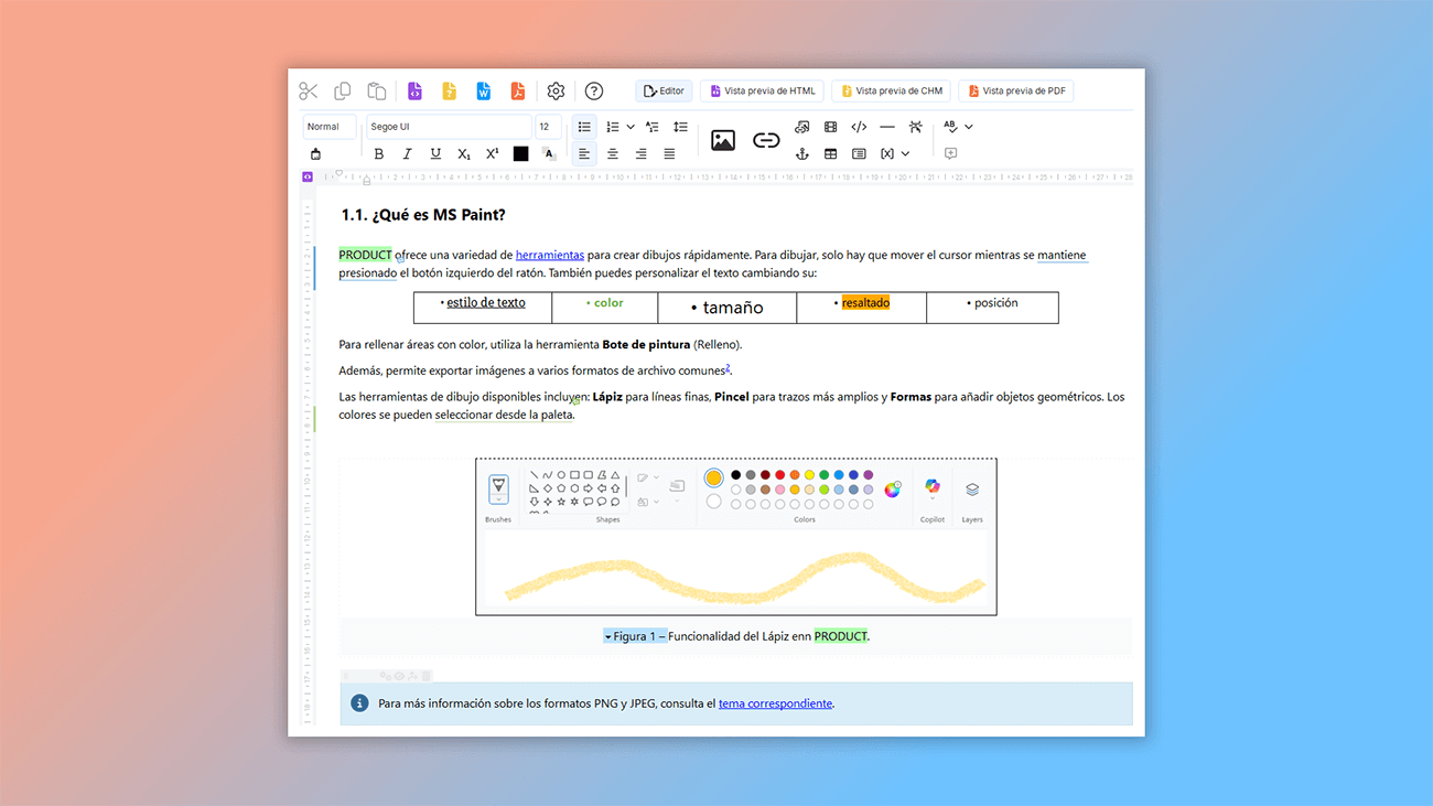 gestión de contenido en herramienta de autoría de ayuda