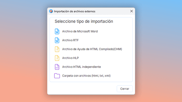 herramienta de creación de ayuda, archivos externos