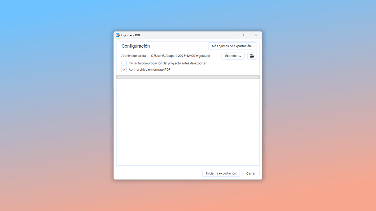 Configuración de exportación para la guía de usuario